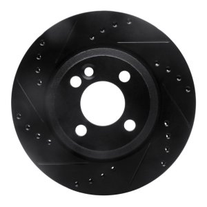 Mini Cooper Brake Rotor (1) - Front Left - R1 Concepts - Drilled & Slotted - Black - `02-`08